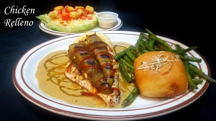 Chicken Relleno on Restaurant Menu at Three Sisters Tavern and Grill
