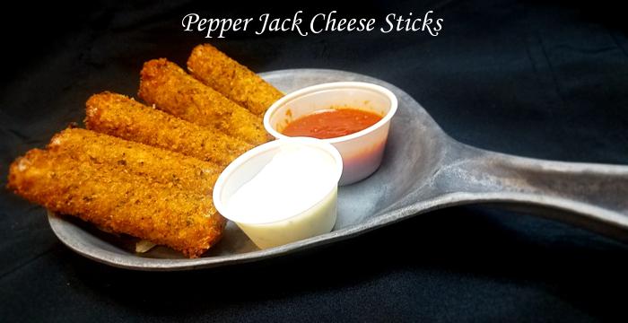 Pepper Jack Cheese Sticks on Restaurant Menu for Three Sisters Tavern and Grill