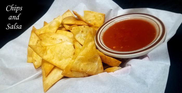 Chips and Salsa on Restaurant Menu at Three Sisters Tavern and Grill